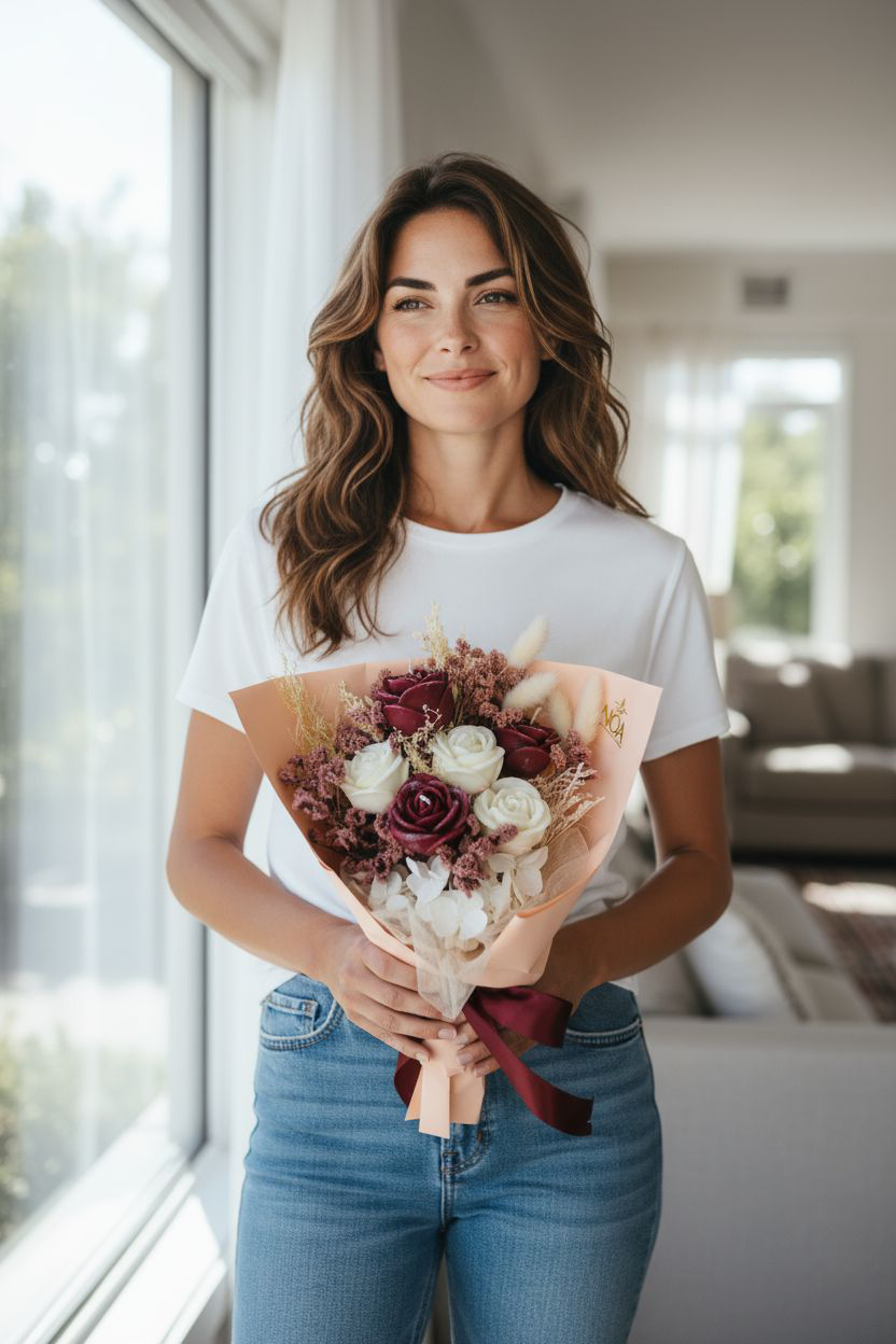 Arranjo floral - bordô