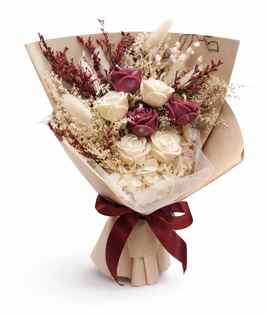 Arranjo floral bordô