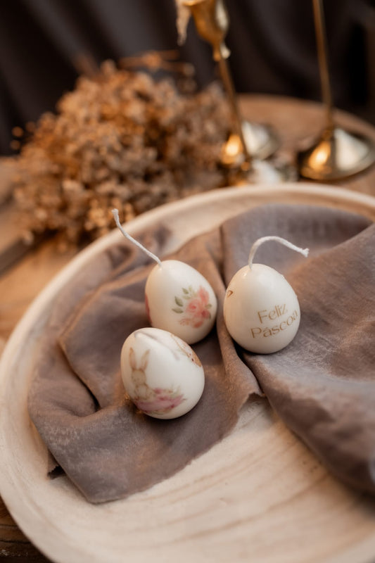 Caixa com 3 Velas Ovos Decorativos